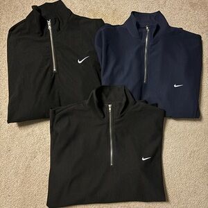 Set of 3 Nike Black and Blue Half-Zip Pullovers